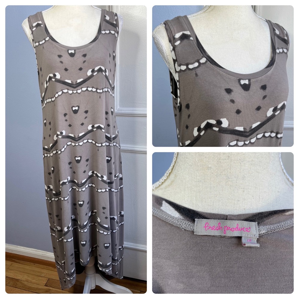 Fresh Produce Summer Dress‎ High Low Sleeveless Rayon Gray Women's Size Large